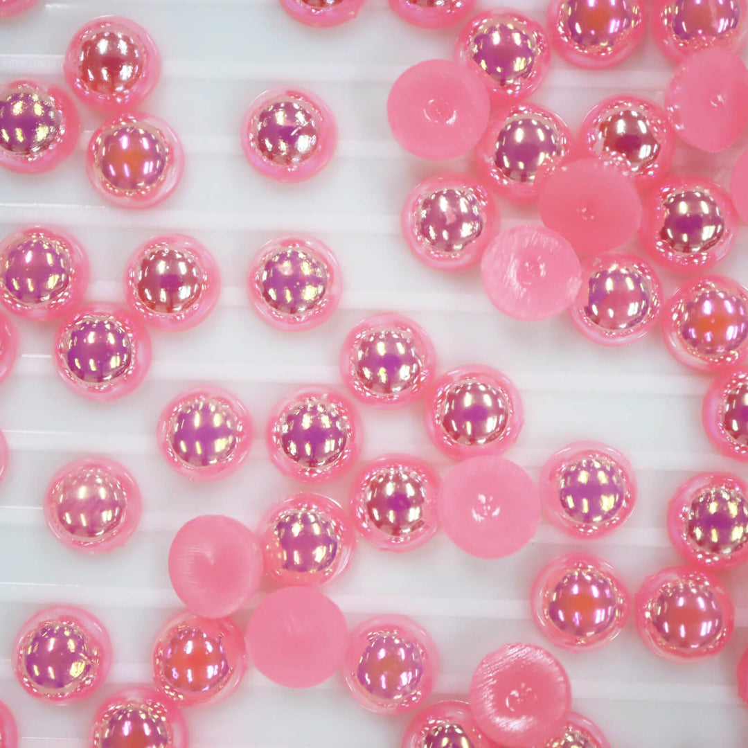 Dark pink AB ABS half pearl - Worthofbest