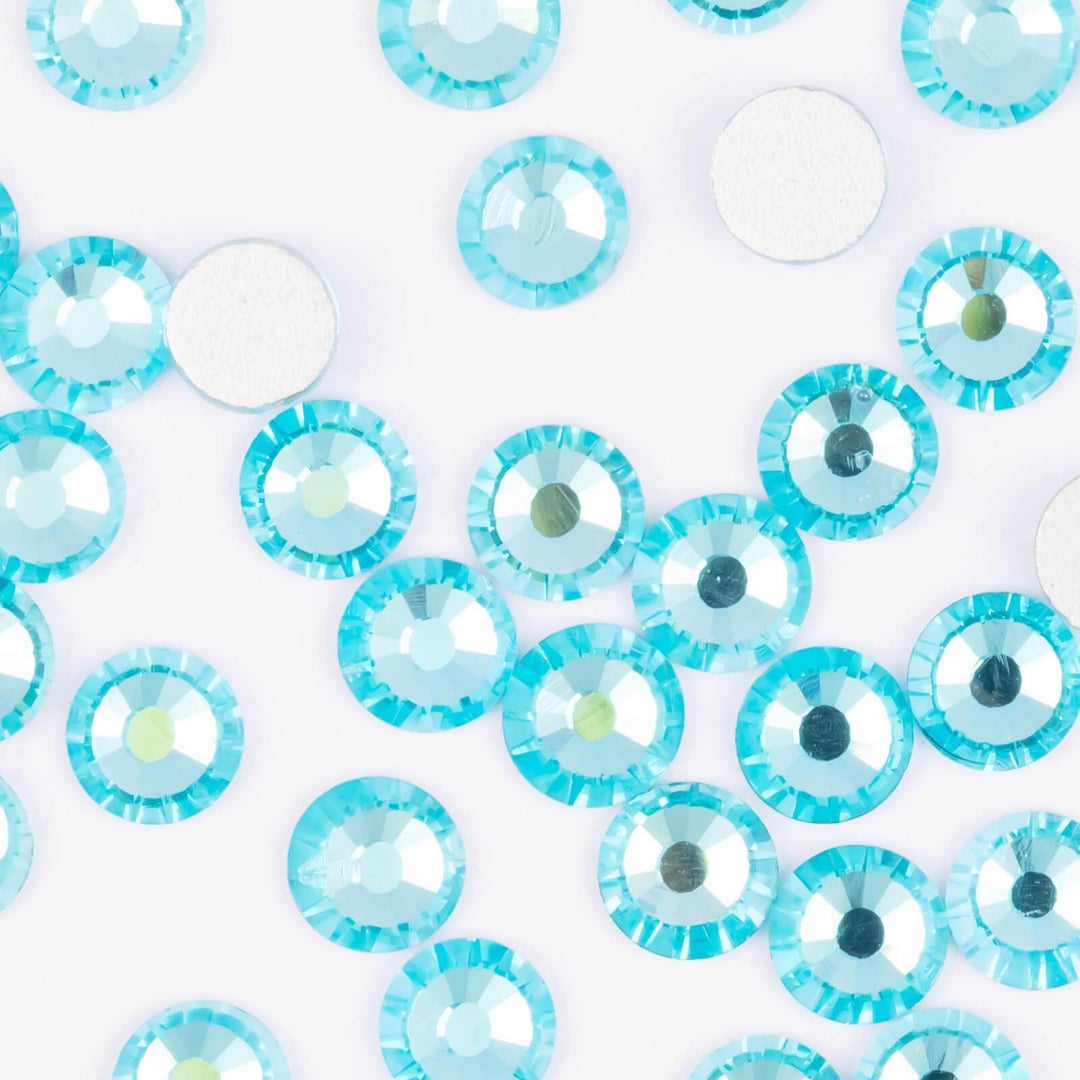 Flatback Aquamarine Glass Rhinestones - Worthofbest