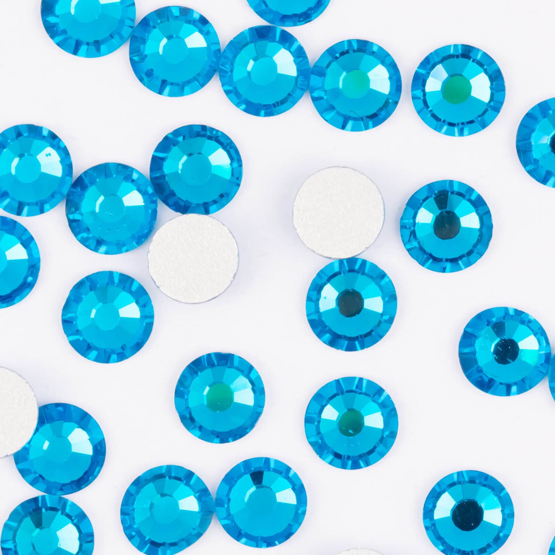 Flatback Capri Blue Glass Rhinestones - Worthofbest