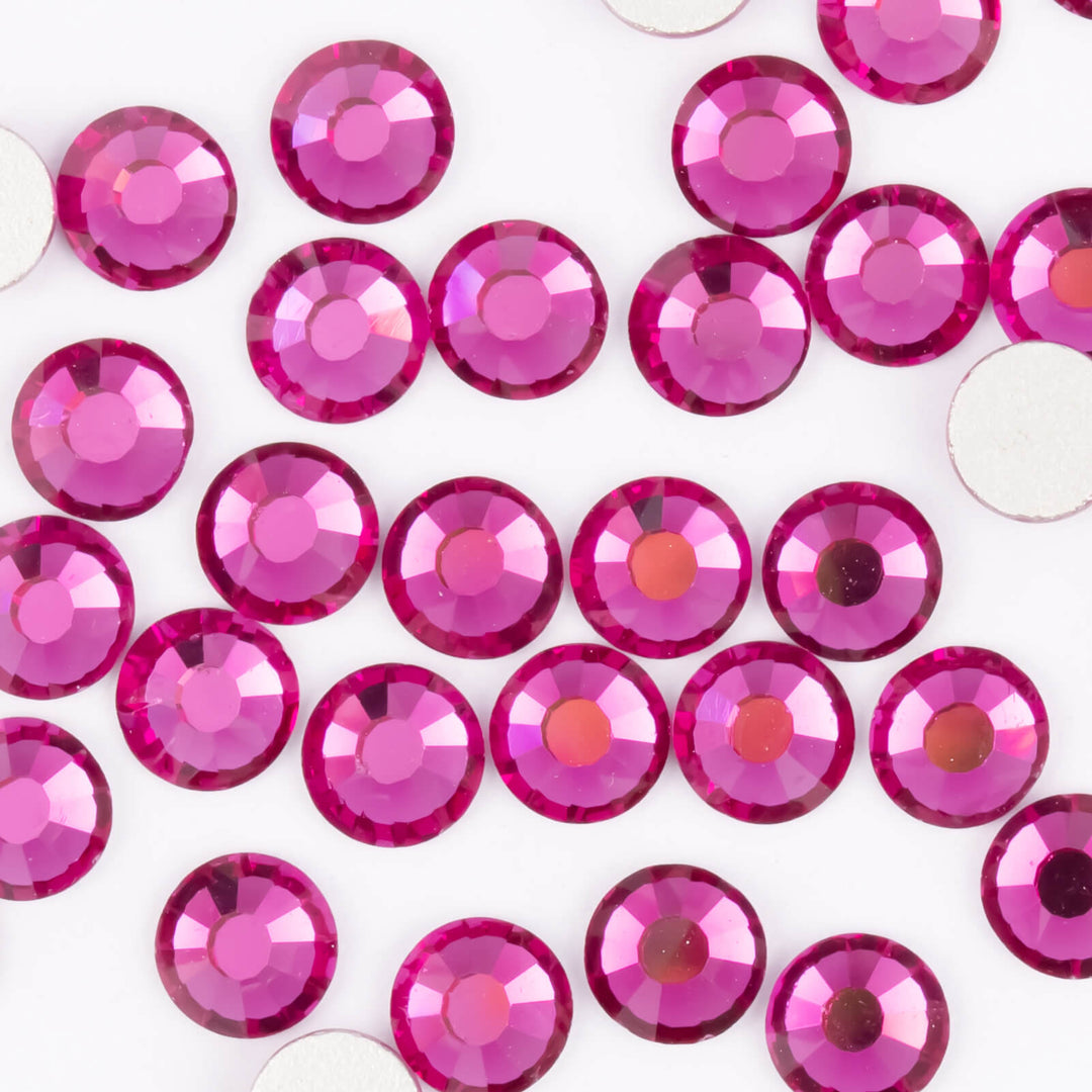 Flatback Fuchsia Glass Rhinestones - Worthofbest