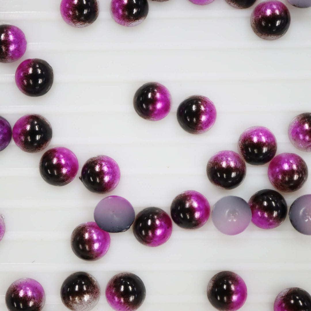 Iridescent Black-fuchsia ABS half pearl - Worthofbest