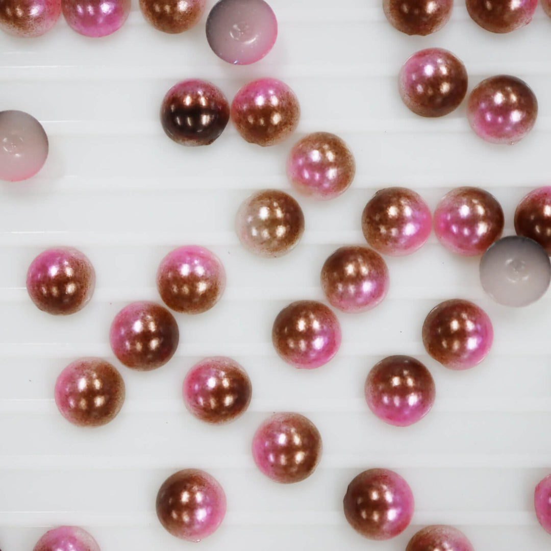 Iridescent Coffee-fuchsia ABS half pearl - Worthofbest