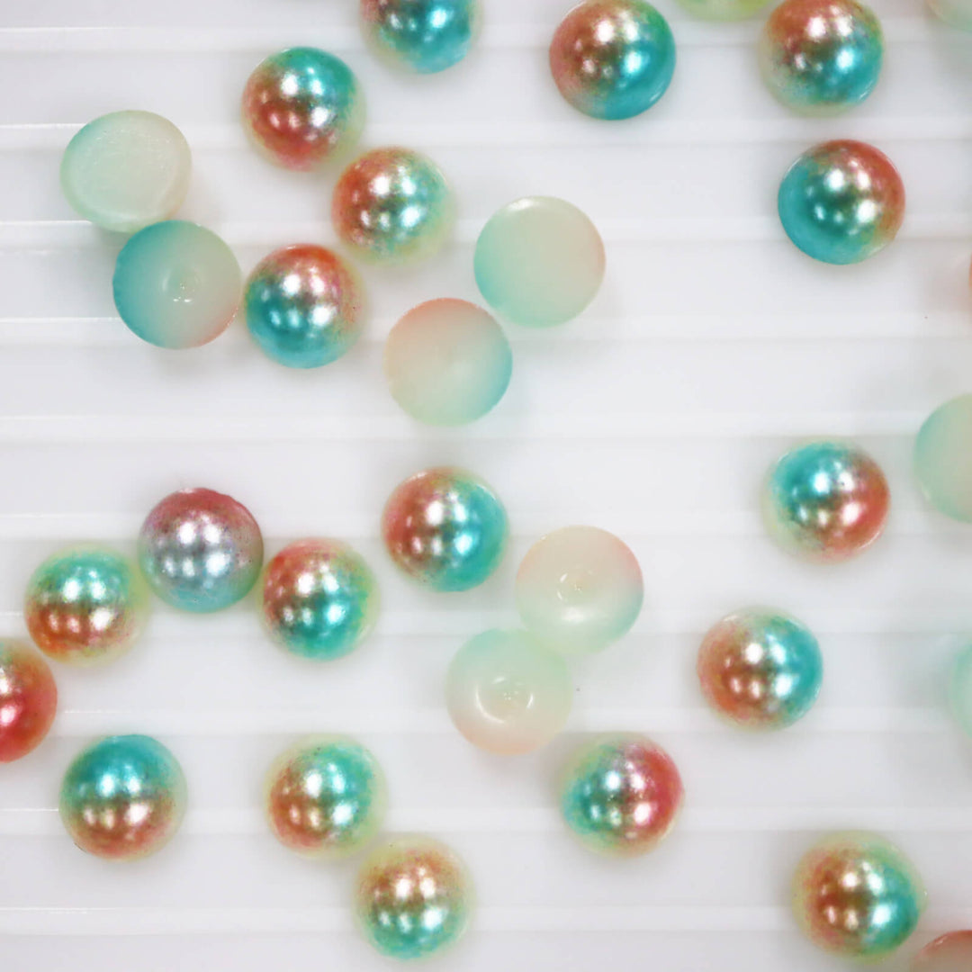 Iridescent Coffee-turquoise ABS half pearl - Worthofbest