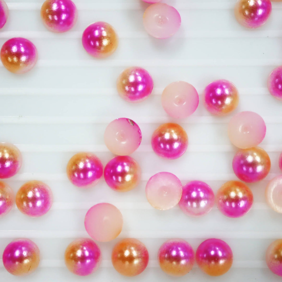 Iridescent Fuchsia-orange ABS half pearl - Worthofbest