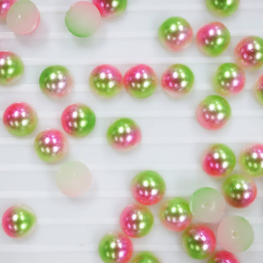 Iridescent Green-fuchsia ABS half pearl - Worthofbest