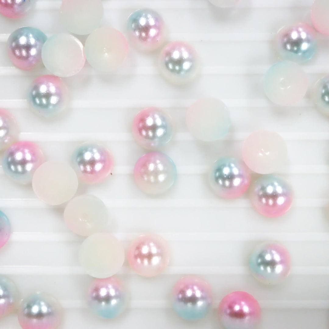Iridescent pink-blue ABS half pearl - Worthofbest