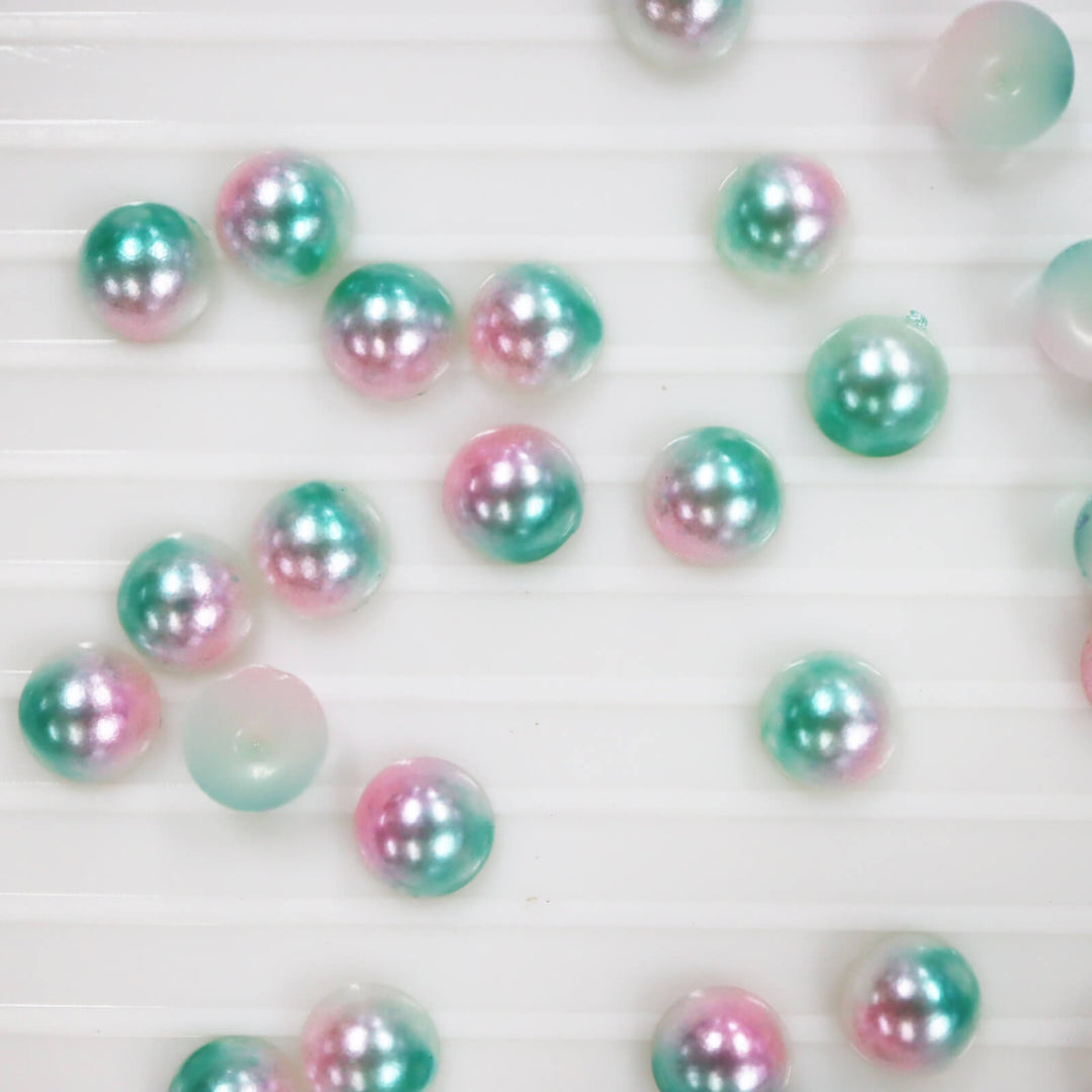 Iridescent Pink-green ABS half pearl - Worthofbest