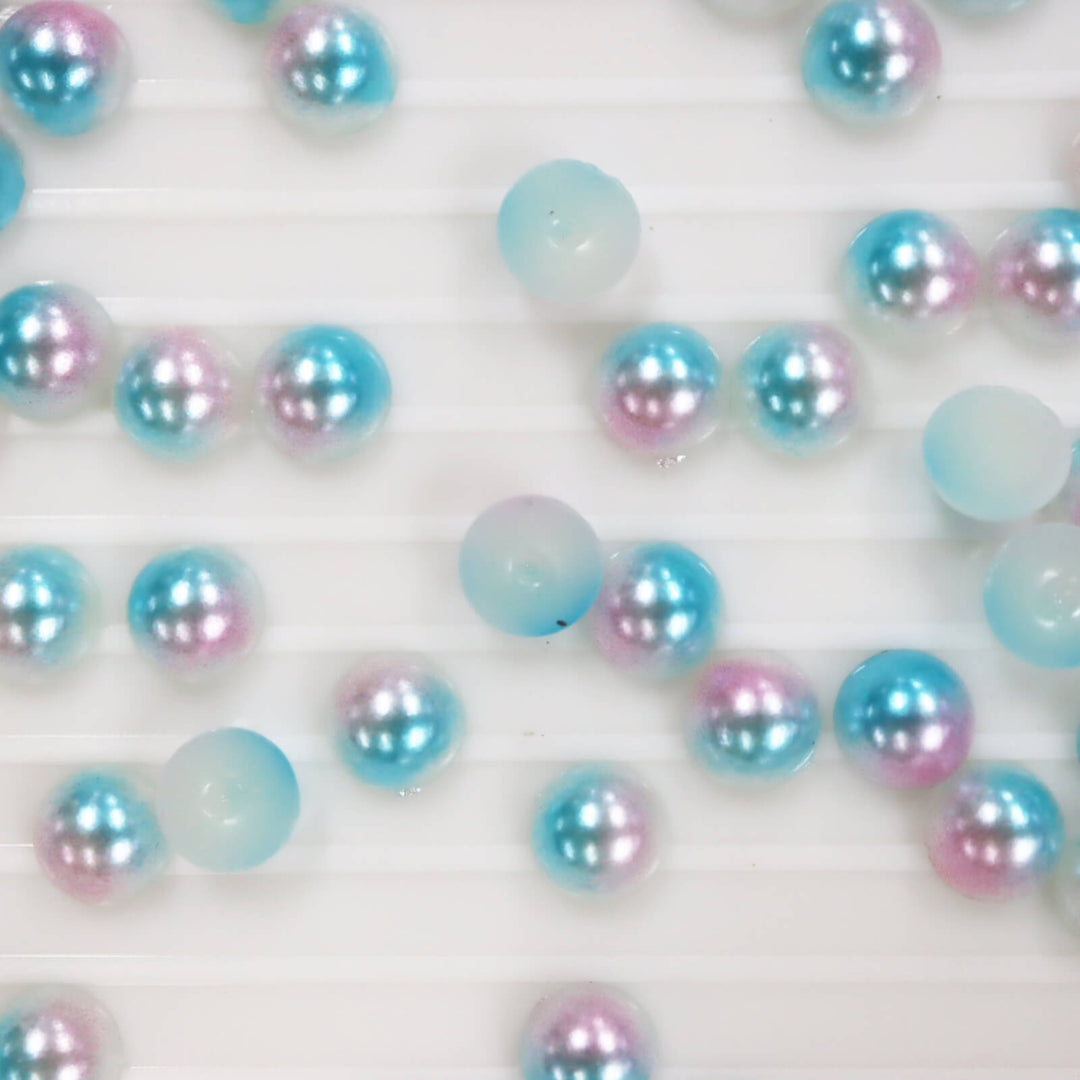 Iridescent pink-ocean blue ABS half pearl - Worthofbest