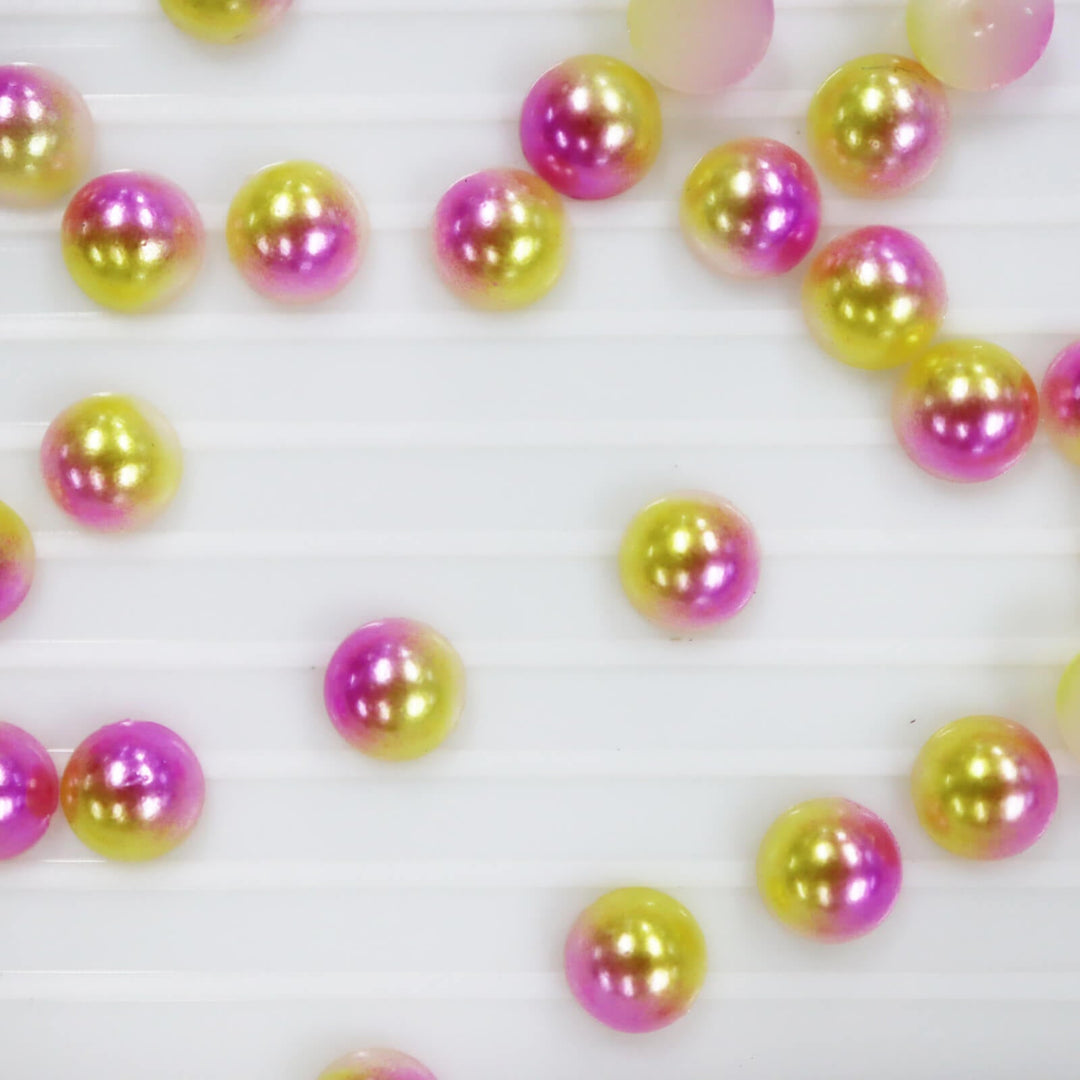 Iridescent Yellow-fuchsia ABS half pearl - Worthofbest