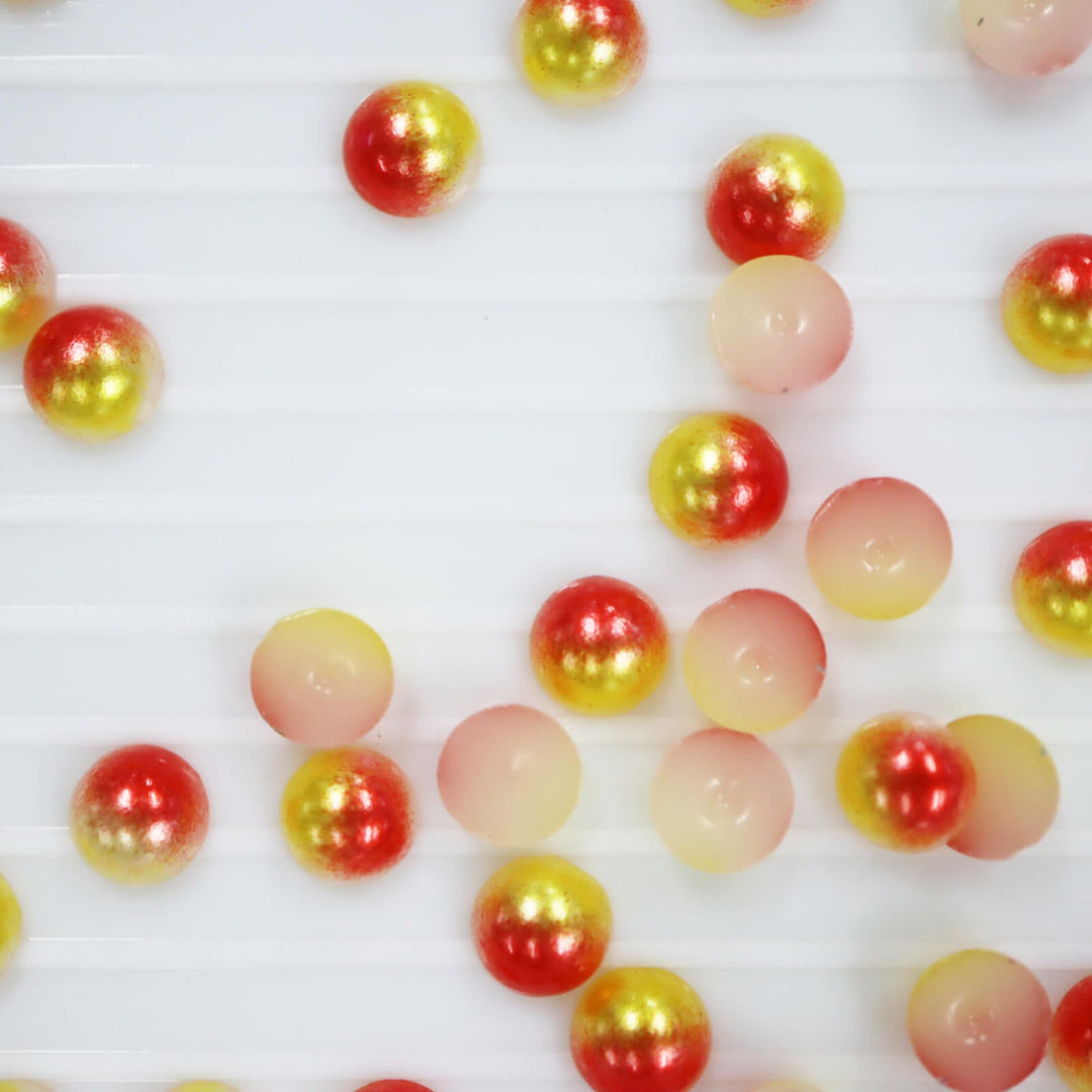 Iridescent Yellow-red ABS half pearl - Worthofbest