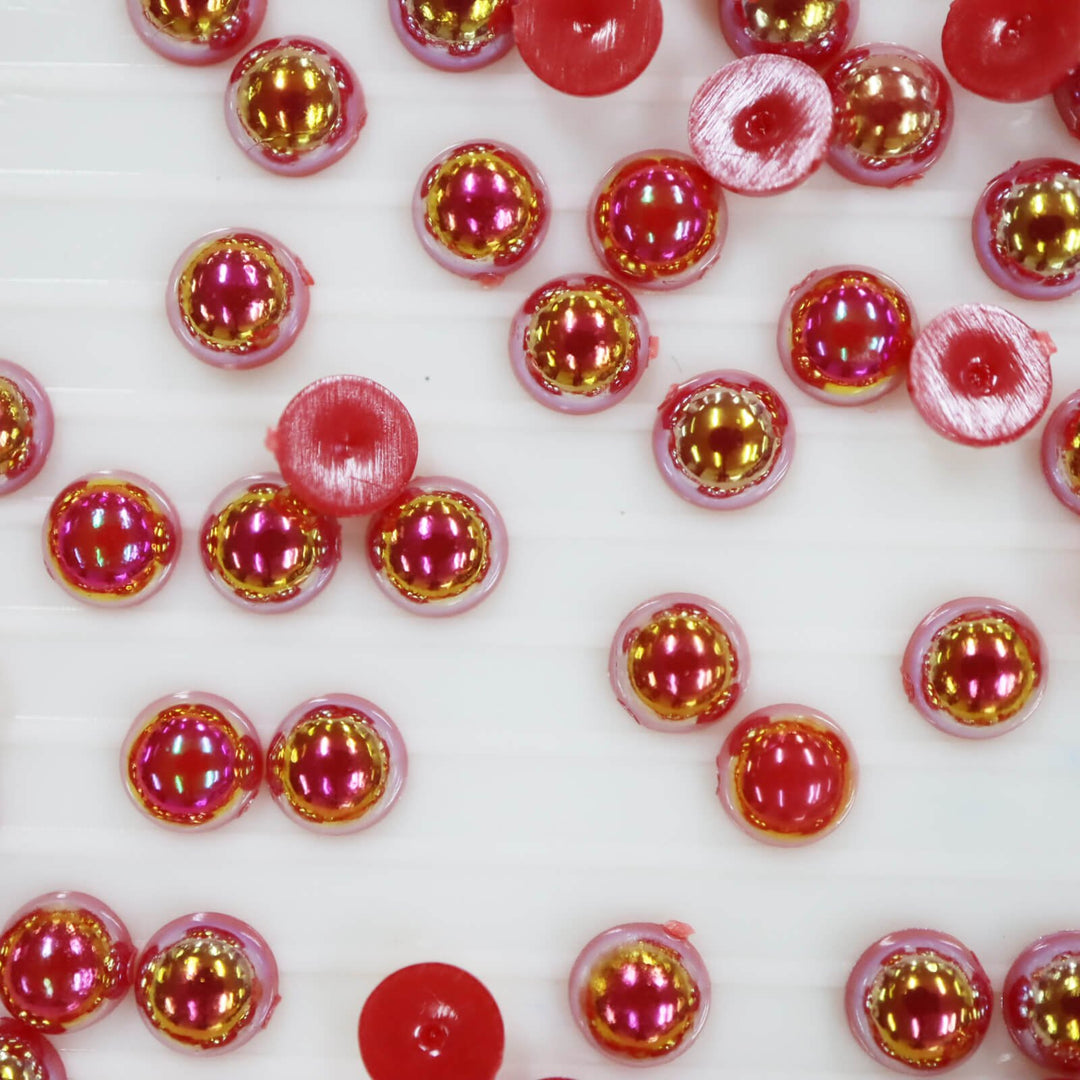 Red AB ABS half pearl - Worthofbest