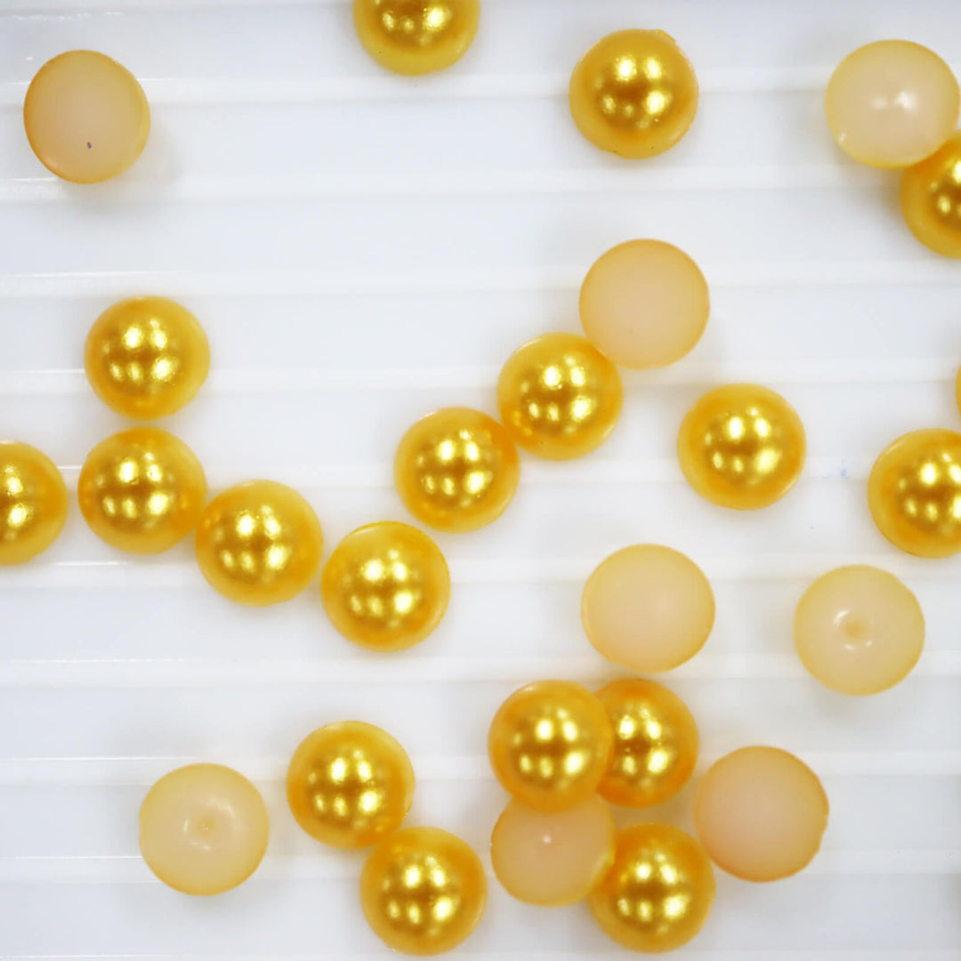Dark golden yellow ABS half pearl - Worthofbest